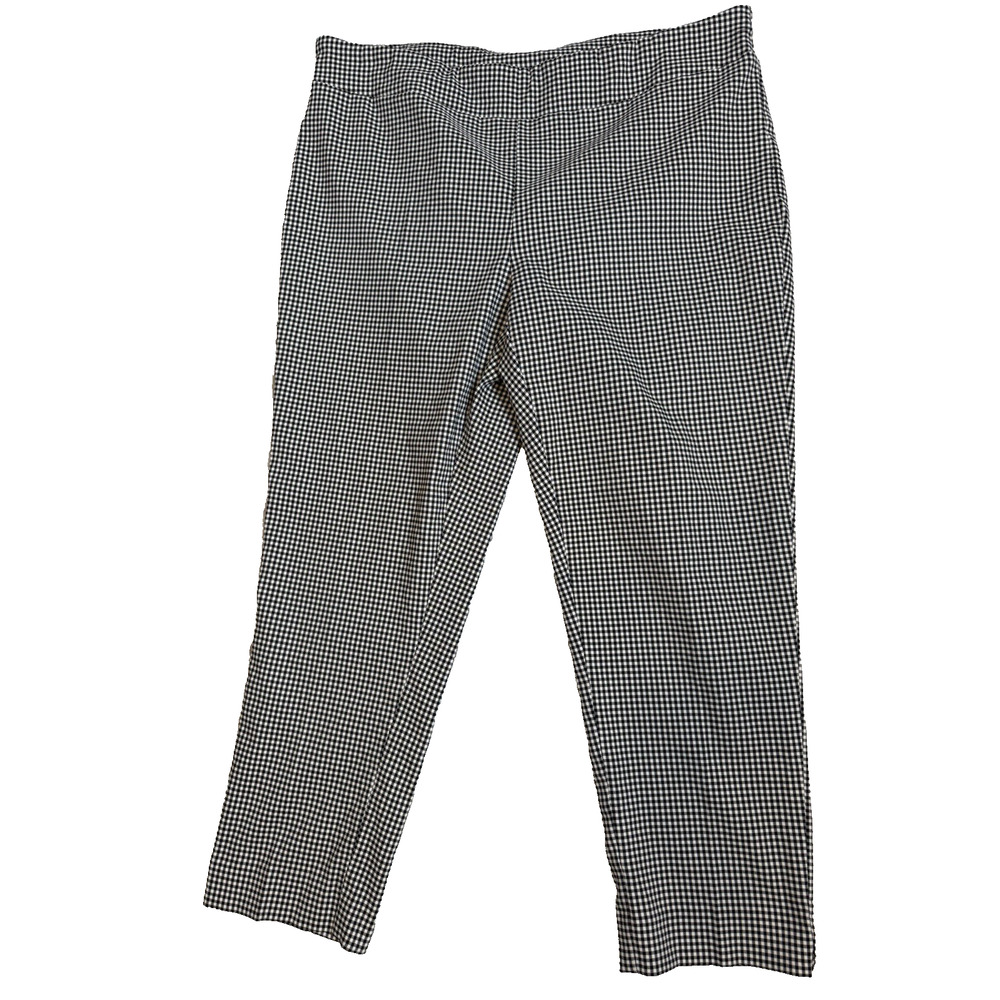 Jules By Leopold Women’s Pants Black & White Check Pull On Stretch Size 3X